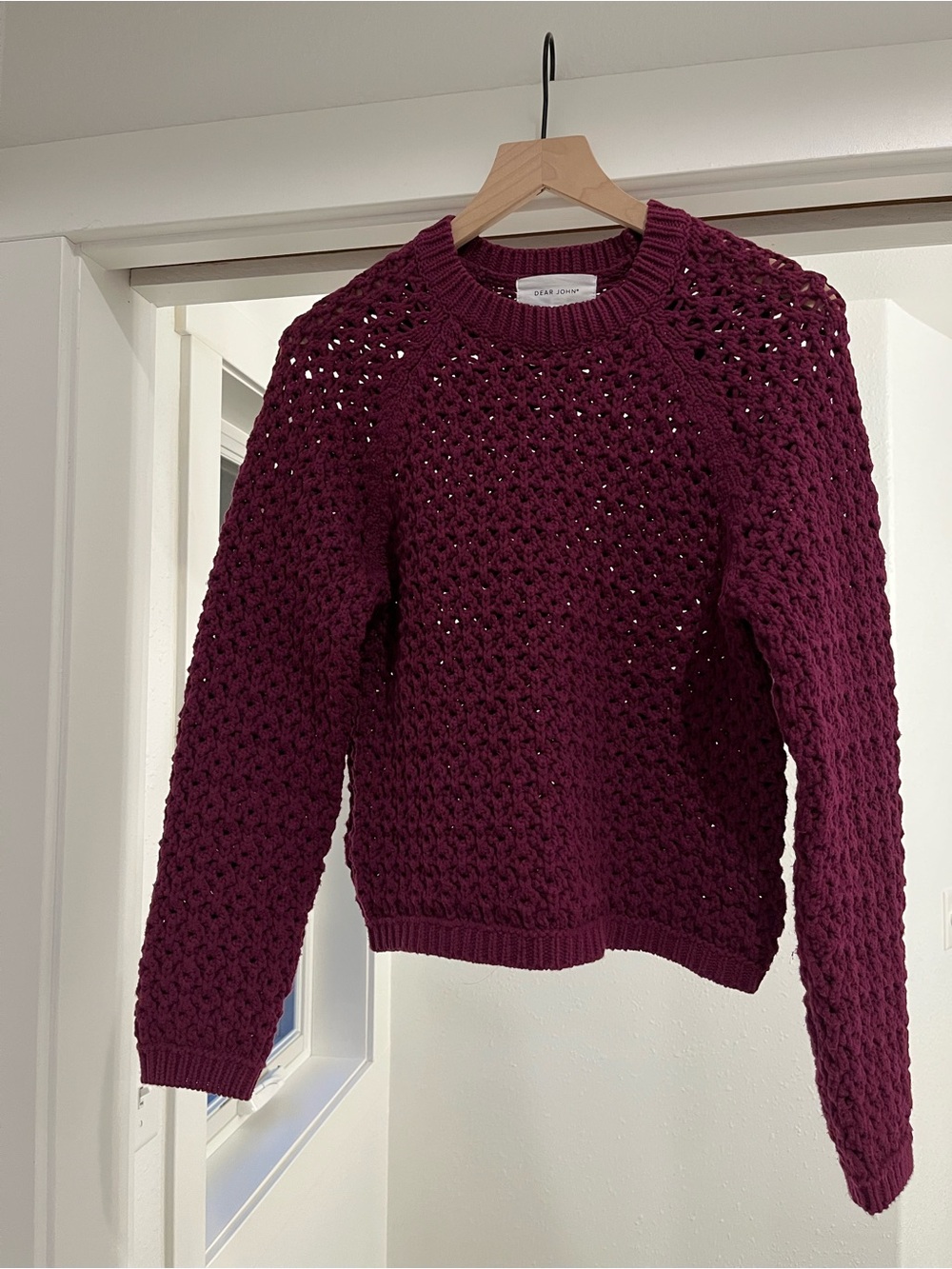 Dear John Open-Knit Crewneck Sweater - Plum
